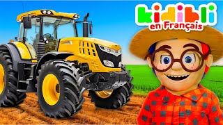 Les enfants vont à la ferme avec des tracteurs  Les enfants font semblant de jouer  ⛑ Kidibli [upl. by Franky]