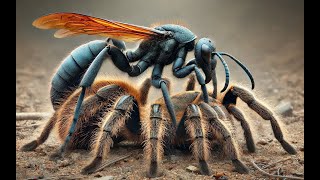 Wow A wasp is laying eggs in a live tarantula Tarantula Hawk [upl. by Amsirhc]