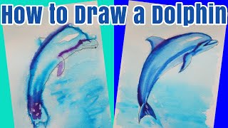 How to Draw a Dolphin Kids Step by Step Art Tutorial [upl. by Aeht]