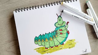 How to Draw Heimlich from Bugs Life Follow along video tutorial [upl. by Airbas]