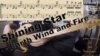 Earth Wind and Fire  Shining Star BASS COVER  with notation and tabs [upl. by Moffit]