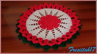 Tapete Navideño tejido a crochet paso a paso diámetro aproximado 28cm [upl. by Phelgon]