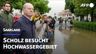 Scholz besucht Hochwassergebiet im Saarland  AFP [upl. by Ahsart]