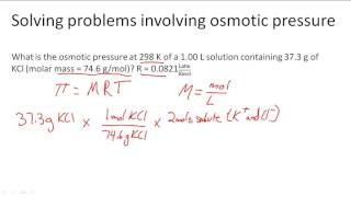 Solving problems involving osmotic pressure [upl. by Rosalia]