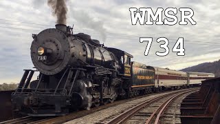 Western Maryland 734 Steam Engine Struggles Uphill [upl. by Atiras]