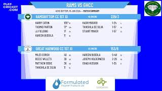 Ramsbottom CC 1st XI v Great Harwood CC 1st XI [upl. by Ertnod]