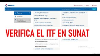 VERIFICA Y CONSULTA ITF SEGUN SUNAT  2022 [upl. by Rora913]