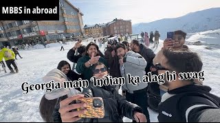 Indian students enjoying in Europe Gudauri ski resort Georgia🤝🤝 [upl. by Pebrook862]