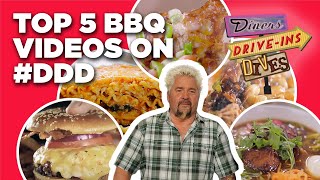 Top 5 CRAZIEST BBQ Vids in DDD History with Guy Fieri  Diners DriveIns and Dives  Food Network [upl. by Akinit600]