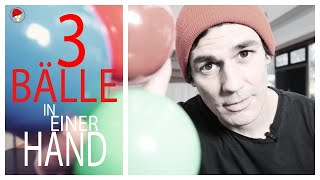 3 Bälle in einer Hand jonglieren lernen  3 Ball Jongliertrick [upl. by Anaerdna]