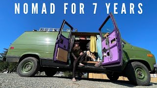 Nomad For 7 Years Living In a Tent Mini Van And Now Built a Home In An Old GMC Van  VAN TOUR [upl. by Nanahs401]