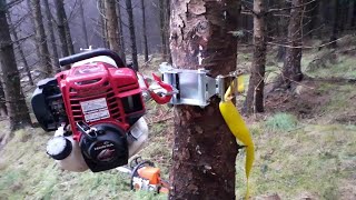 PCW3000 Portable Forestry Winch  winching hung up trees using a rigging redirect pulley [upl. by Dreyer60]