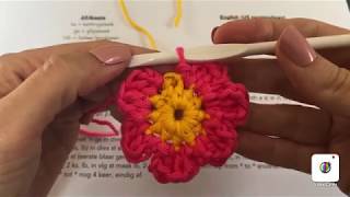 Leer blomme hekel Blom 3  Learn to make crochet flowers Flower 3 [upl. by Tniassuot573]