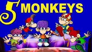 FIVE LITTLE MONKEYS nursery rhymes [upl. by Notlehs697]