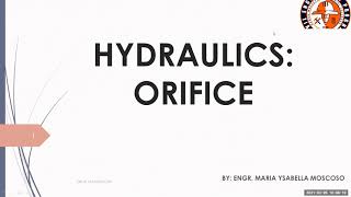 HYDRAULICS ORIFICE [upl. by Hashum591]