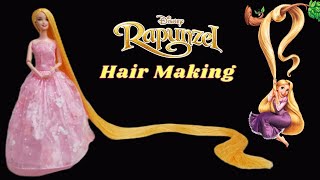 How to make Doll hairRerooting of Rapunzel Long HairBarbie hair [upl. by Jessa]