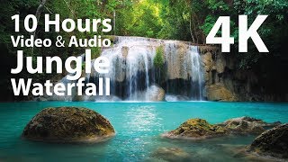 4K UHD 10 hours  Jungle Waterfall  mindfulness ambience relaxing meditation nature [upl. by Bradley]