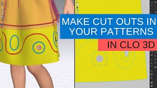 How to Make Cuts and Holes in patterns  CLO3D FREE Beginner Course [upl. by Finny]