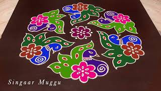 Sankranthi special peacock rangoli designs 13X7 dots  Pongal kolam designs 2022 Sankranthi muggulu [upl. by Sunil]