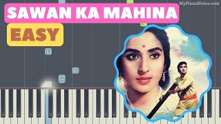 Sawan Ka Mahina  Piano Tutorial with Chords Milan Movie  Old Hindi Song [upl. by Idahs406]