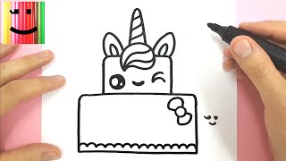 COMMENT DESSINER UN GATEAU LICORNE KAWAII  TUTO DESSIN [upl. by Filomena]