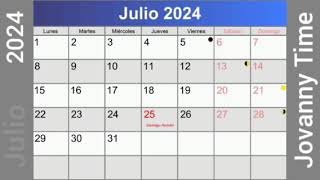 Calendario  Julio 2024 [upl. by Eilasor]