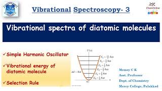 VibrationalSpectroscopy Vibrational spectra of diatomic molecule Simple Harmonic Oscillator [upl. by Kerry]