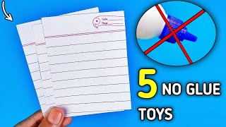 5 No Glue Paper Crafts  Paper Toys [upl. by Noissap]