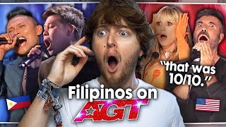 FILIPINOS ON AGT Marcelito Pomoy amp Roland Abante INSANE Auditions  Vocal Reaction [upl. by Ranitta392]