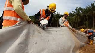 Geotextile installationECRLGatewayStructure [upl. by Atram]