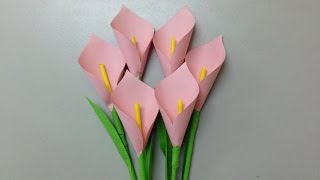 How to make calla lily paper flower  Easy origami flowers for beginners making  DIYPaper Crafts [upl. by Isbella885]