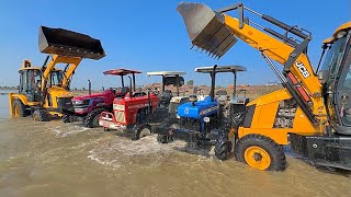 Washing My All JCB 3dx Xpert ECO MAX Machine with Swaraj 855 Mahindra Arjun NOVO New Hollnad 3630 [upl. by Bisset]