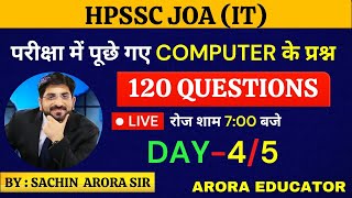 HPSSCHPSSSB Junior Office Assistant JOA Previous Year Question Paper  Computer Class  Day45 [upl. by Lesli]