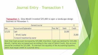 Video 3  Recording Transactions in the General Journal [upl. by Meeharbi118]