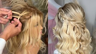 Penteado SEMI PRESO com TRANÇA  HALF UP hairstyle with BRAID  Peinado con TRENZA [upl. by Nolrah403]