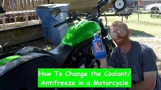 How to Change Motorcycle Coolant Antifreeze Kawasaki Vulcan S 650 [upl. by Erine]