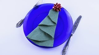 NAPKINS FOLDINGS Christmas Tree paper Table Setting origami [upl. by Omrellig226]