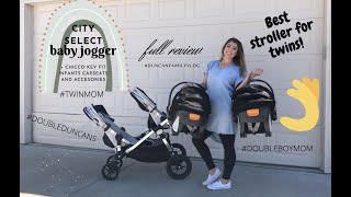 BEST STROLLER FOR TWINS BABY JOGGER CITY SELECT REVIEW WITH ACCESSORIES [upl. by Hada257]