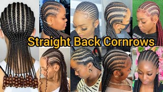 Elegant Straight Back Cornrow Braids  All back Cornrow Braids Hairstyle  Braided Ladies Hairstyles [upl. by Eniretak]