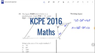 KCPE 2016 Maths Question 19 [upl. by Ecnarretal]