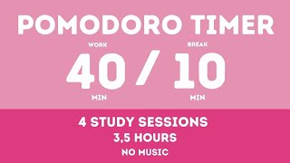 40  10 Pomodoro Timer  Study 4 hours  No music  Study for dreams  Deep focus  Study timer [upl. by Aihseym774]