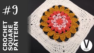 Crochet Mandala Flower Large Granny Square Tutorial for Crochet Blanket 9 [upl. by Sinne232]