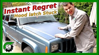 How to unlatch Stuck Jeep Cherokee Hood [upl. by Ephrayim881]