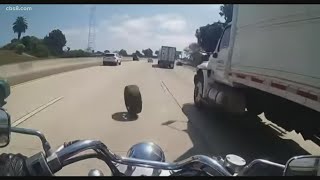 Motorcycle crash on San Diego freeway caused by malicious prank [upl. by Nnylyak]