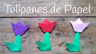 TULIPAN de papel paso a paso  Origami fácil para niños [upl. by Enyamrahc]