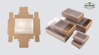 How to Fold Brown Kraft Paper Folding Drawer Boxes with Frosted PVC Cover [upl. by Tiphanie]