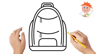 How to draw a school backpack  Easy drawings [upl. by Nomae851]