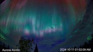 Crazy aqua blue Aurora Borealis with pink edges Abitibi Canada Geomagnetic Storm 11th October 2024 [upl. by Melisent]