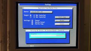 Copying floppy disk images to floppy under DOS using PC Tools FastCopy tool [upl. by Trutko]