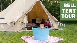 Inside our 5 metre bell tent tour of our holiday setup [upl. by Service789]